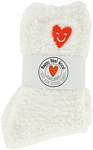 Happy Heel Good Fuzzy Socks (White)