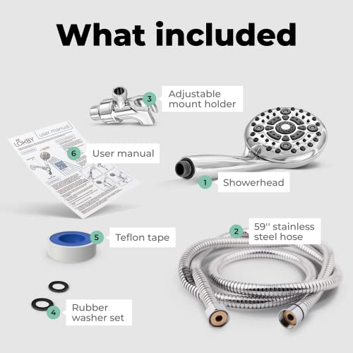 LOKBY 5″ High Pressure Handheld Shower Head 6setting Hand Held