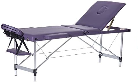 3 Fold Portable Massage Table / Facial SPA Bed / SPA Therapy / Beauty Salon Adjustable Bed Aluminium Alloy (width 23.6 inch, purple)