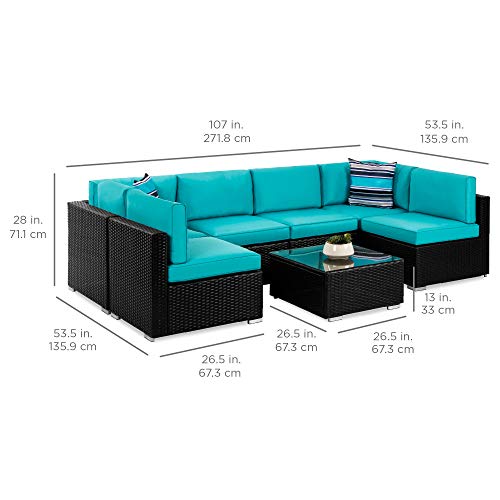 Best Choice Products 7Piece Modular Outdoor Sectional Wicker Patio Furniture Conversation Sofa