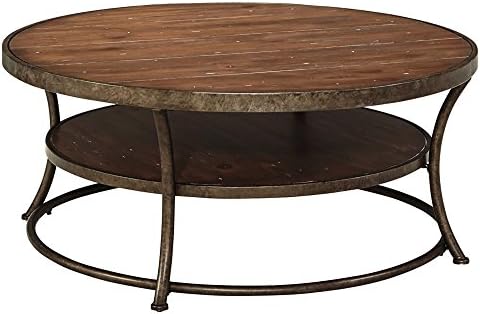 Coffee And Cocktail Table With Shelf Of Wood With Metal Frame And Curved Legs With Base Rail Ring In Bronze plus FREE GIFT