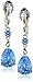 Sterling Silver and 14k Yellow Gold Diamond and Swiss Blue Topaz Pear Shape Drop Earrings