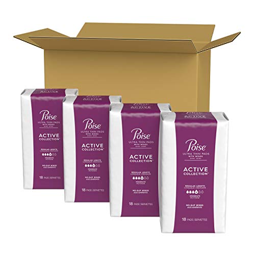 Poise Ultra Thin Incontinence Pads with Wings, Active Collection