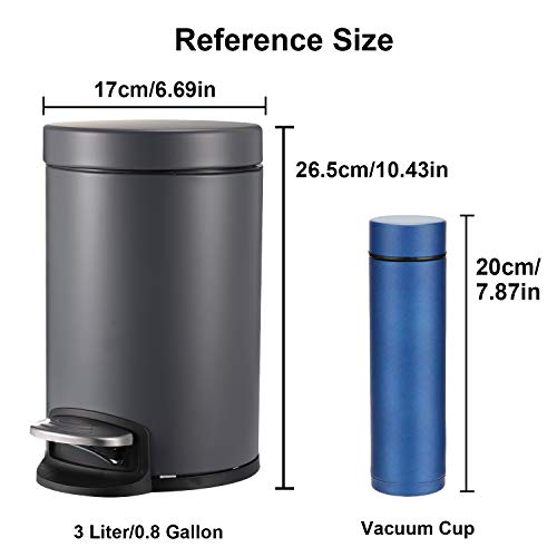 YCTEC 0.8 Gallon/3 Liter Mini Trash Can with Lid Soft Close, Removable