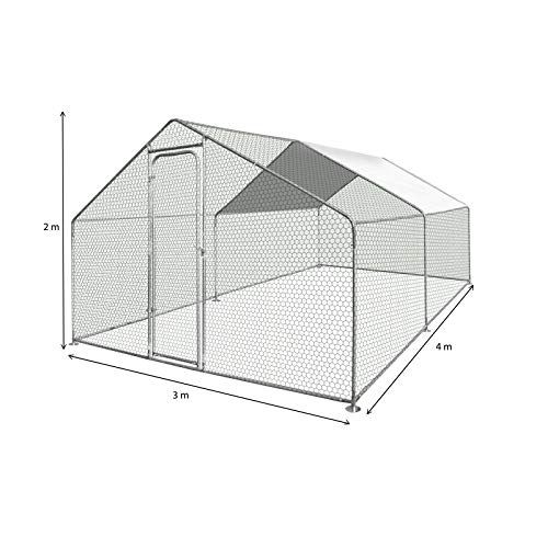 Idmarket Enclos Poulailler 12 M² Parc Grillagé 4x3m Acier Galvanisé