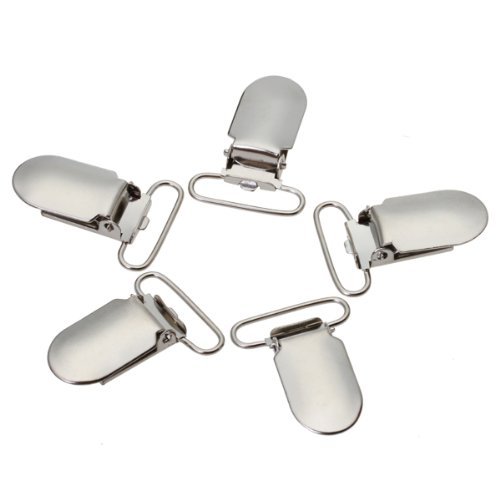 50pcs 1" Pacifier Suspender Clips, Marrywindix Pacifier Clips for Making Pacifier Holders Bib Clips Toy Holder Silver