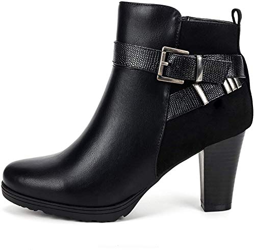 mysoft-Womens-Zipper-Bootie-Chunky-Stacked-Heel-Ankle-Boots-Buckle-Strap-Ankle