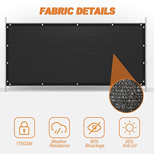Fence Privacy Screen Outdoor, 5' x 50' Black Heavy Duty Decorative Fence Cover Chain Link Mesh Fencing Shade for Patio Backyard Wall Garden Pool Deck, UV Protection Weather Resistant