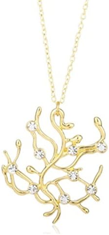 Beauty and the Beast Inspired Rose, Gold, Silver Plated Rose Tree Pendant Victorian Jewelry (Gold)