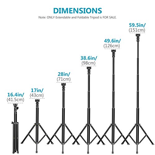 Neewer 2-in-1 Extendable Selfie Stick Monopod and Tripod Stand - Folded 16.4 inch Adjustable 17-59.5 inch for iPhone Samsung Huawei Android, GoPro Cameras (Phone Clamp and GoPro Adapter Not Included)