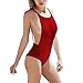 Women Swimsuit One-Piece Sexy Backless Monokini Bathing Suit Straps (S, Red)