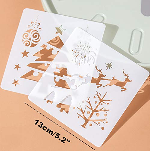 Kinteshun Christmas Bullet Journal Plastic Stencil Drawing Painting Template DIY Kit for Xmas Holiday Planner Album Scrapbooking Card Making(12pcs with Different Patterns)