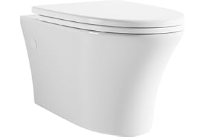 Elongated Wall Hung Toilet Bowl Only, Los Flexi Wall Mount Toilet Bowl With Soft-Close Seat,Easy Cleaning, Modern Style, Included Mounting Kit