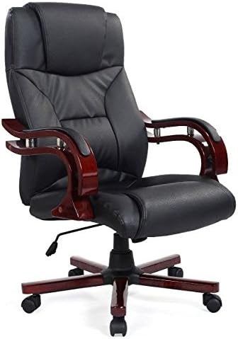 New Solid High Back Ergonomic Executive PU Leather Chair Office Desk Adjustable Chair Pneumatic Gas Seat Computer Home Office with 360 Degree Swivel Wheel