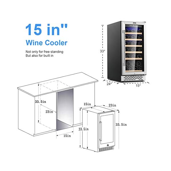 Colzer-Upgrade-15-Inch-Wine-Cooler-Refrigerators-32-Bottle-Fast-Cooling-Low-Noise-and-No-Fog-Wine-Fridge-with-Professional-Compressor-Stainless-Steel-Digital-Temperature-Control-Screen-Built-in-or-Fre