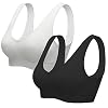 SIHOHAN Damen Sport BH, Bequemer Bustier ohne Bügel, Hohe Elastizität und Feine Nähte, 2er Pack, Schwarz und Weiß, Größe 4XL