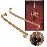 Joy&Leo 2 Pack 14 Inch Gold Metal Door Wreath Hanger for Halloween & Christmas Wreath, Ultra-Thin & Heavy Duty (22 lb Max), Over The Door Utility Hook for Backpack Handbag Clothes Christmas Ornaments