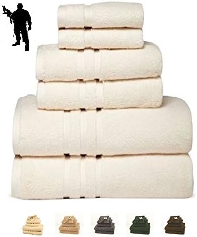 Luxury Hotel &amp; Spa, Turkish COTTON,6 Pieces Towels Set, Max-Softness by Veteran Textile (Ivory)