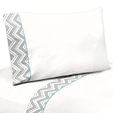Sweet Jojo Designs 4 Piece Queen Sheet Set for Turquoise and Gray Zig Zag Bedding Collection by