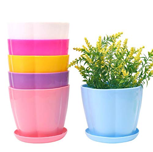 Anyumocz 9 Pack Multi Color Thick Plastic Plant Pots Seedling Nursery Transplanting Planter Container Outdoor Indoor for Your Room,Office Garden and Balcony Decor