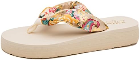 WODEBUY Women's Fashion Designer Flip-Flop (8 B(M) US, Beige)
