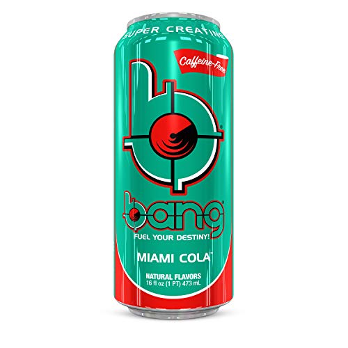 Bang Miami Cola Caffeine Free Energy Drink, 0 Calories, Sugar Free with