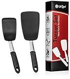Turner Set | 2 Pack | Large And Small Kitchen Spatulas | Stainless Steel & Silicone | Non-Stick And Heat Resistant Utensils For Cooking, Flipping And Pressing (UpGood Kitchen Tools, Shadow Black)
