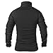 ReFire Gear Men's Military Tactical Army Combat Long Sleeve Shirt Slim Fit Camo T-Shirt with 1/4 Zipper, Black, US XX-Large(Tag 5XL)