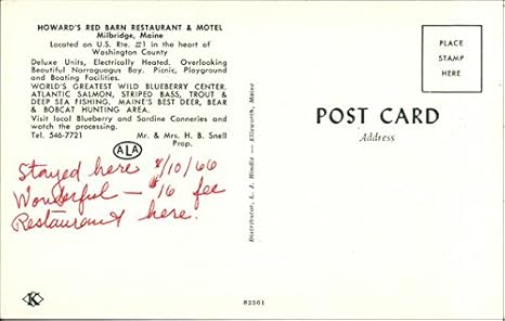 Howard S Red Barn Restaurant Motel Milbridge Maine Me Original
