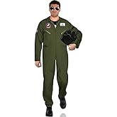 Top Gun Maverick Flight Costume Jumpsuit with Zipper - Green