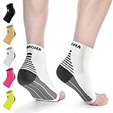 Plantar Fasciitis Foot Compression Sock Sleeves for Men and Women - Relieves Pain - Supports Heel, Arch & Ankle (One Pair) (White) (Medium: 8.3-9.8