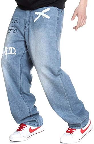 Hanglin Trade Men's Loose Jeans Hip Hop Baggy Denim Pants