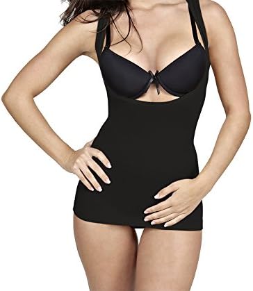 Larry Levine Shapewear Women's Seamless Tank w/Lace Trim Large Black
