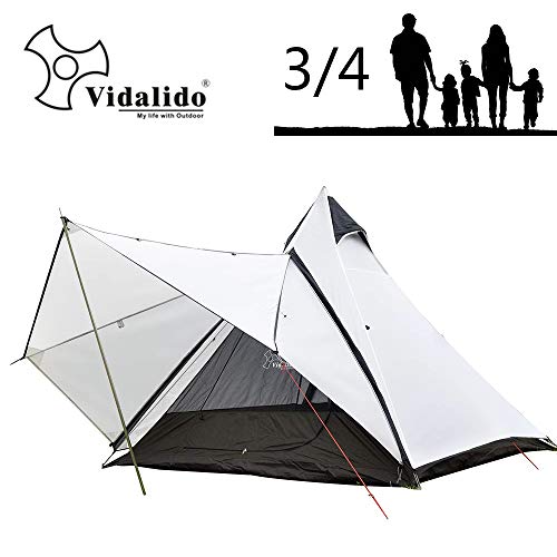 Vidalido Dome Camping Tent - Double Layers Waterproof Anti-UV Windproof Tents, 2-4 Person Family Outdoor Camping Tent (6.87.86.5ft) (White-1)