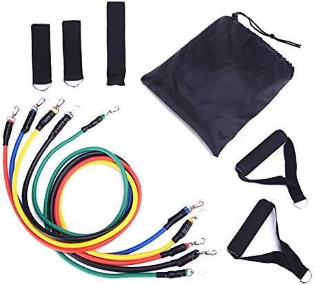 USVSU Resistance Bands Set Exercise Bands, Home Workouts with 5 Fitness Tubes, 2 Foam Handles, 2 Ankle Straps, Door Anchor, Carrying Pouch-Yoga, Crossfit, Pilates for Physio Home Gym Equipment