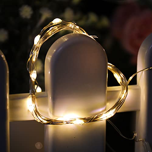 Mandiq Fairy Lights Battery Operated, String Lights 10ft 30 LEDs, Flashing and Constant Light Mode, Silver Wire Mini Lights for Festival, Christmas Decoration