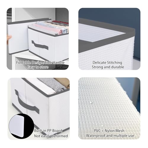 sprecenk Wardrobe Organiser 9 Grid Storage Boxes Drawer Organiser, Pack of 2 Foldable Trousers Storage Clothes Storage for T-Shirts, Shorts, Skirts, Light Grey
