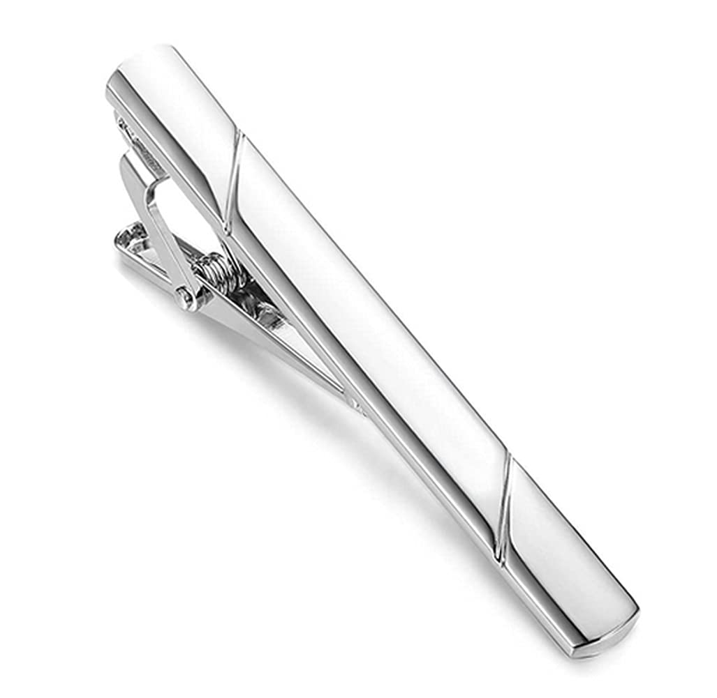 Minimalist Metal Tie Clips for Men Tie Bar Clip Necktie Pinch Clip Clasp Clamp for Business Wedding Party Casual or Formal Occasions(Silver)