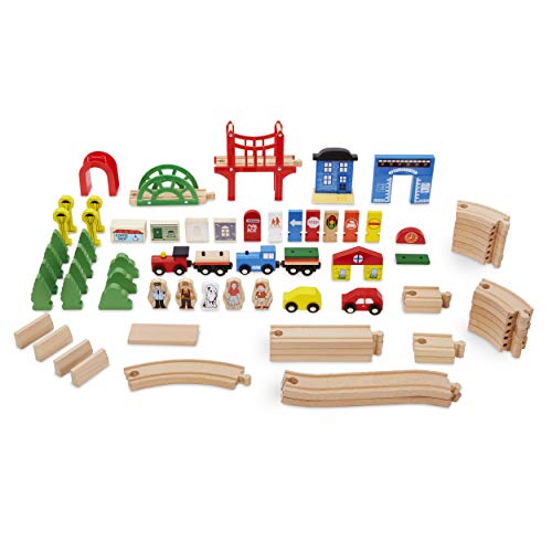Little Tikes Real Wooden Train and Kids Table Set with Over 80 Multicolor Pieces Activity Table