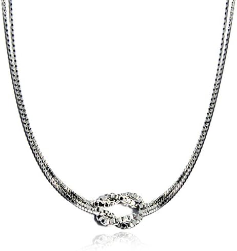 Luvoirgroup | Premium Vintage Silver box chain Classic 2 line Necklace, Infinity "Forever Love" Knot Necklace rope , celebration and wedding