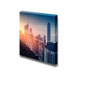 Canvas Prints Wall Art - Hong Kong Cityscape at Sunset - Amazing Atmosphere - 12" x 12"