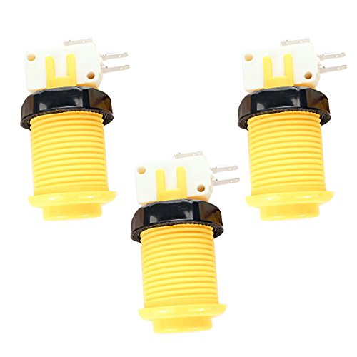 Suzo Happ Set of 3 Yellow Arcade Push Button With Horizontal Microswitch