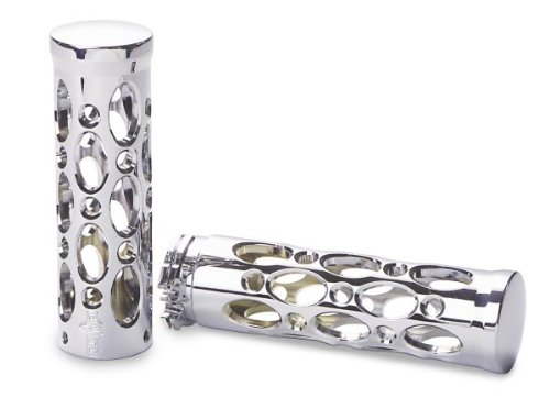 Battistinis Custom Cycles Billet Grips with Round Holes - Black , Color: Black 07-235