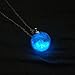 UINKE Glow in the Dark Luminous Dandelion Glass Globe Pendant Necklace,Blue&Green
