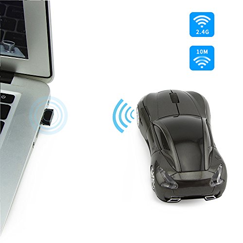 Usbkingdom 2.4GHz Cool Sport Car Shape Wireless Mouse Optical Cordless Mice with USB Receiver for PC Laptop Computer 1600DPI 3 Buttons Gray - Thumbnail 6