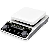 LACHOI Magnetic Stirrer Hot Plate Stirrer LCD 300℃ Max.5L 5.9in Stir Plate | 1600RPM Heated Magnetic Stir Plate Lab Hotplate Stirrer Magnetic Mixer for Lab Physics Education Home,Stir Bar&amp;Temp Sensor