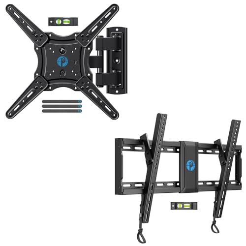 Pipishell Full Motion TV Wall Mount for 26-60 inch Flat or Curved TVs up to 77 lbs & Tilting Adjustable TV Wall Mount for 37-82 inch TVs up to 132 lbs