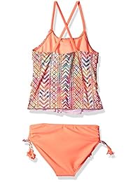 Angel Beach Tankini de tres volantes para niña