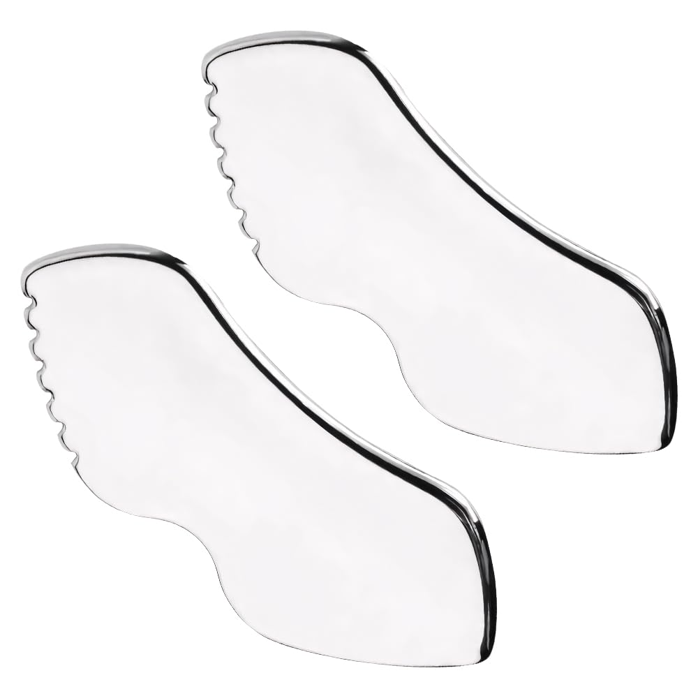 Stainless Steel Gua Sha Gua Sha Facial Tools Metal Gua Sha Guasha (Silver-2*Lip-Shaped)