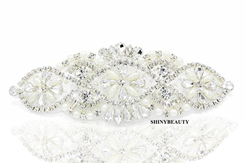 Diamante Applique, rhinestone applique,crystal bridal Sash applique, Bridal Applique, wedding applique, pearl beaded applique, wedding belt